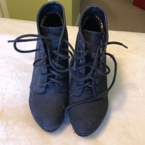 Black pump lace up booties